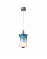 Φωτιστικό Κρεμαστό Μονόφωτο 15xH180cm Led 4w 220lm 3000K Χειροποίητο Γυαλί Μπλε-Λεπτομέρειες Γραφίτη Sun Light  PAUL-1P-BL 