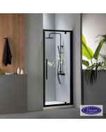 Ανοιγόμενη πόρτα ντουζιέρας PIVOT 80 ύψους 195εκ. ρυθμιζόμενη διάσταση από 77 έως 81εκ., Devon Flow Clean Glass Black Matt PF80C-400