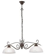 Φωτιστικό Κρεμαστό Ράγα 82 εκ. Δίφωτο Κορμός Καφέ Σκουριάς / Αμπαζούρ Λευκός Αλάβαστρος Trio Country R3432-24