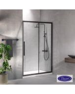 Συρόμενη πόρτα καμπίνας ντουζιέρας Flow 140 ύψους 195εκ.  ρυθμιζόμενη από 137 έως 141εκ. Devon Clean Glass Black Matt SLF140C-400