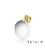 Sanco LED Cosmetic mirrors Μεγεθυντικός καθρέπτης x5 με LED PVD χρυσό ορείχαλκο βουρτσιστό MRLED-764-PVD-02BR