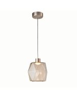 Φωτιστικό Κρεμαστό Μονόφωτο 18xH180cm Led 5w 280lm 3000K Νίκελ-Χειροποίητο Γυαλί Μελί Sun Light  VENET-35P 