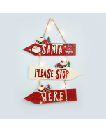 "WOODEN SANTA SIGNPOST" 14 MINI LED WW Λ/ΚΙΑ ΜΠ/ΡΙΕΣ (2AAA) IP20 31X2X45CM ACA X05141115
