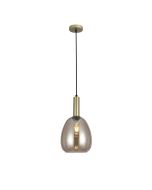 Φωτιστικό Κρεμαστό Μονόφωτο 20xH120cm Μέταλλο Χρυσό Ματ, Χειροποίητο Μελί Γυαλί Sun Light ZARON-H-CH