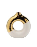 ΒΑΖΟ ΚΕΡΑΜΙΚΟ ΛΕΥΚΟ - ΧΡΥΣΟ 20.5x7.5x20.5cm Eurolamp 819-01868