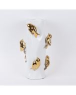 ΒΑΖΟ ΚΕΡΑΜΙΚΟ ΛΕΥΚΟ - ΧΡΥΣΟ 19.5x19.5x38.5cm Eurolamp 752-20408