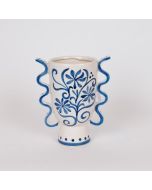 ΒΑΖΟ ΚΕΡΑΜΙΚΟ ΜΕ ΛΟΥΛΟΥΔΙΑ ΜΠΛΕ-ΛΕΥΚΟ 20.8x13x23.8cm Eurolamp 819-00370