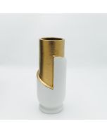 ΒΑΖΟ ΚΕΡΑΜΙΚΟ ΛΕΥΚΟ - ΧΡΥΣΟ 12.5x12.5x30.5cm Eurolamp 819-00102