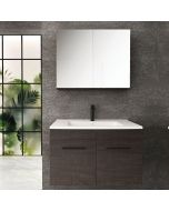 Orabella Vero 85 - Κρεμαστό Έπιπλο Μπάνιου με πορσελάνινο νιπτήρα Ege και καθρέπτη ντουλάπι με χρωμέ λαβές F60174-70221-60174-70105