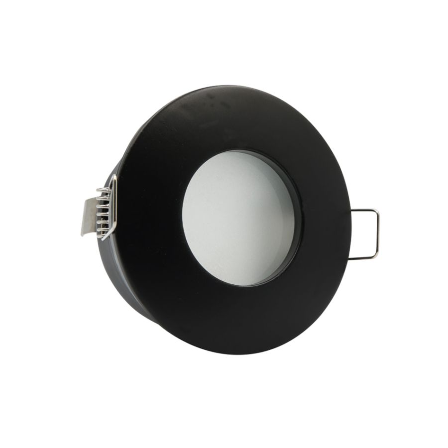 InLight Χωνευτό σποτ από μαύρο μέταλλο 1XGU10 IP44 D:8cm Χ0008-BL