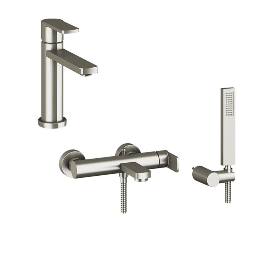 Orabella by Armando Vicario Set Glam brushed nickel Χαμηλή - Μπαταρία νιπτήρος και λουτρού 10149