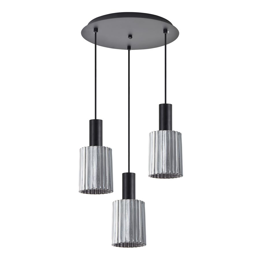 SE21-BL-4-3BL-GL1 ADEPT TUBE Black Pendant Smoked Glass+ HOMELIGHTING 77-8487