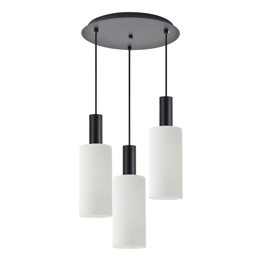 SE21-BL-4-3BL-GL3 ADEPT TUBE Black Pendant White Glass+ HOMELIGHTING 77-8565