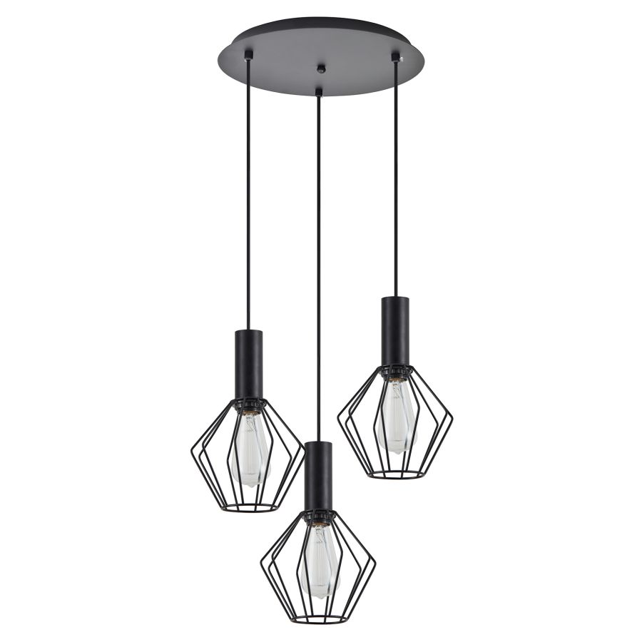 SE21-BL-4-3BL-GR1 ADEPT TUBE Black Pendant Black Metal Grid+ HOMELIGHTING 77-8530
