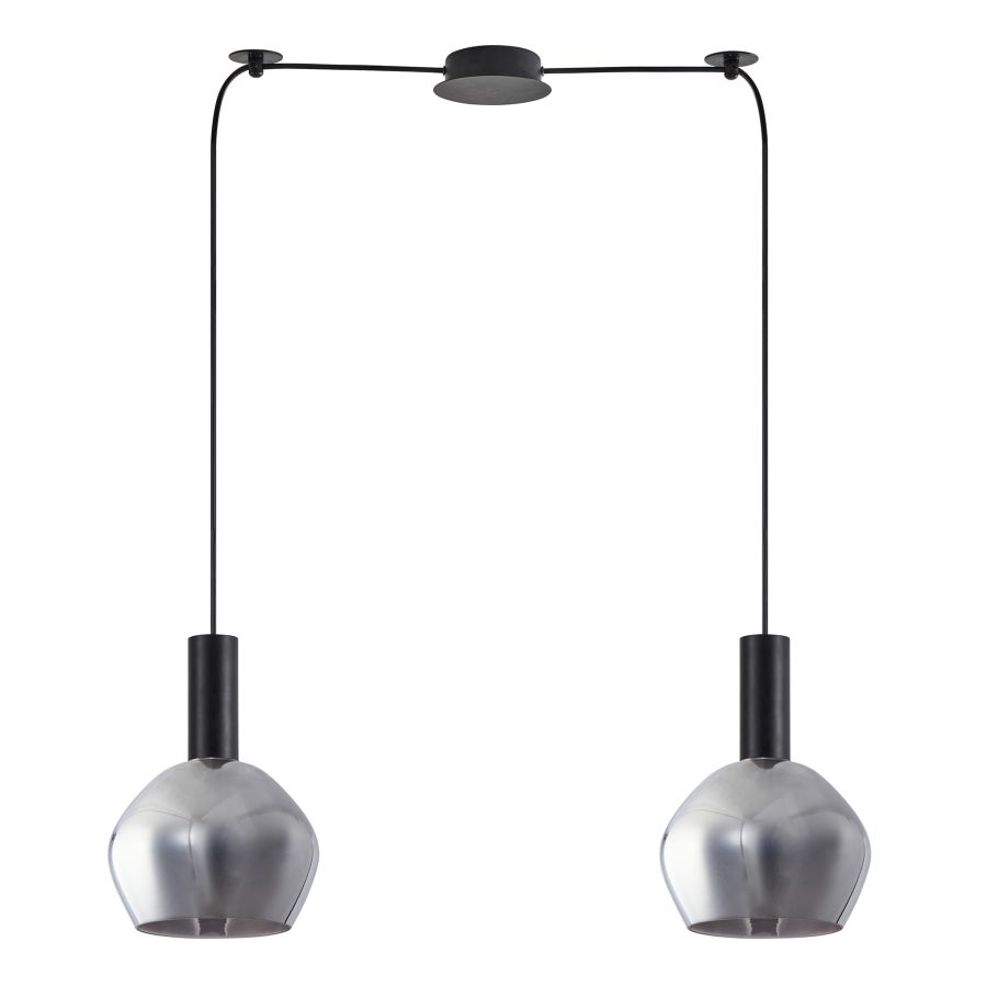 SE21-BL-4-BL2-GL2 ADEPT TUBE Black Pendant Smoked Glass+ HOMELIGHTING 77-8493