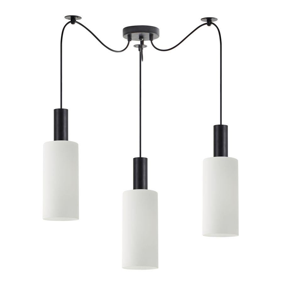 SE21-BL-4-BL3-GL3 ADEPT TUBE Black Pendant White Glass+ HOMELIGHTING 77-8563
