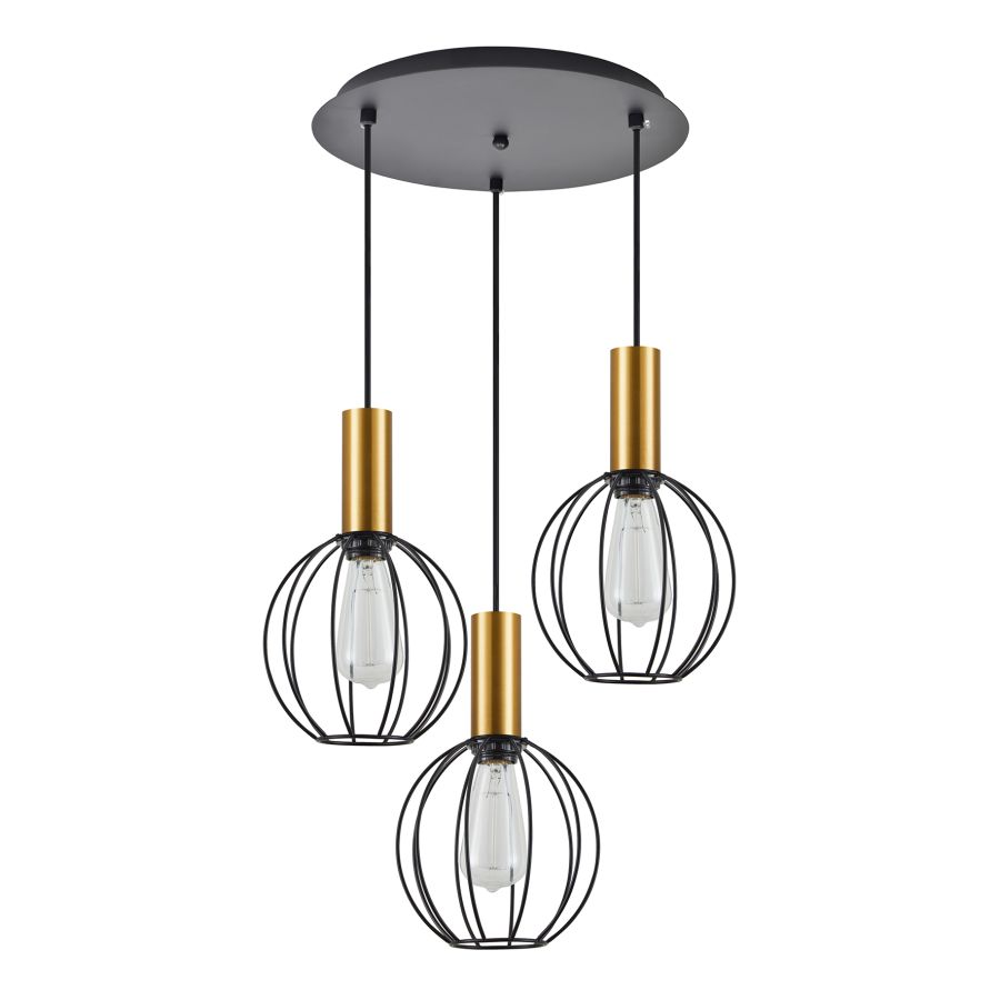 SE21-GM-4-3BL-GR1 ADEPT TUBE Gold Matt Pendant Black Metal Grid+ HOMELIGHTING 77-8628