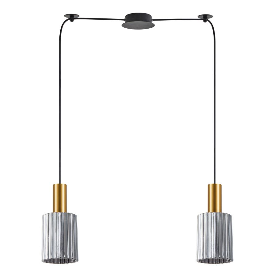 SE21-GM-4-BL2-GL1 ADEPT TUBE Gold Matt Pendant Smoked Glass+ HOMELIGHTING 77-8577