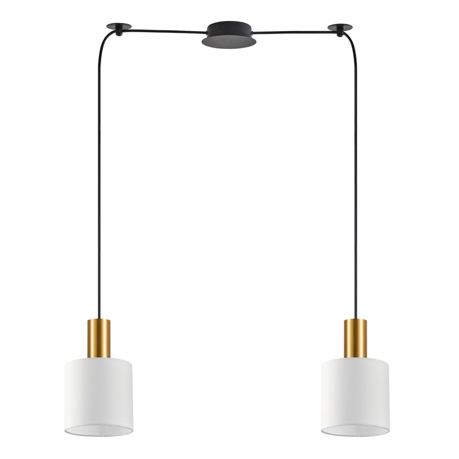 SE21-GM-4-BL2-SH1 ADEPT TUBE Gold Matt Pendant White Fabric Shade+ HOMELIGHTING 77-8599
