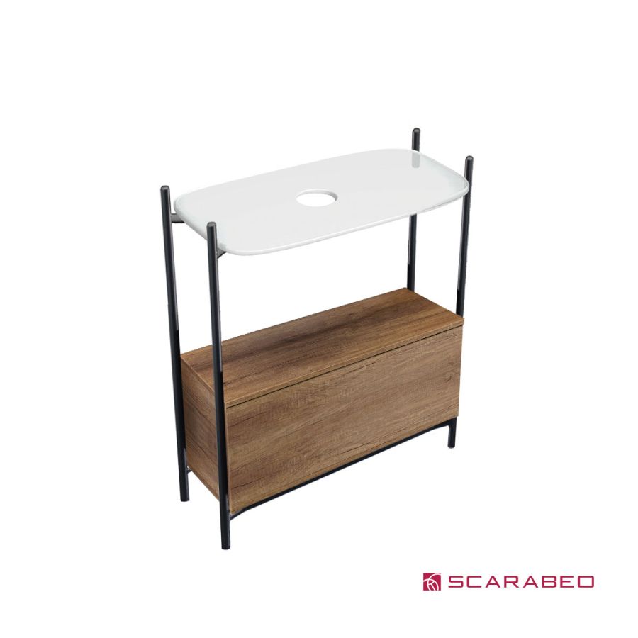 Έπιπλο μπάνιου Laila 2703-NROP με ράφι 2715 με συρτάρι 2712-89 χωρίς νιπτήρα, Scarabeo 27031512-NROP30089