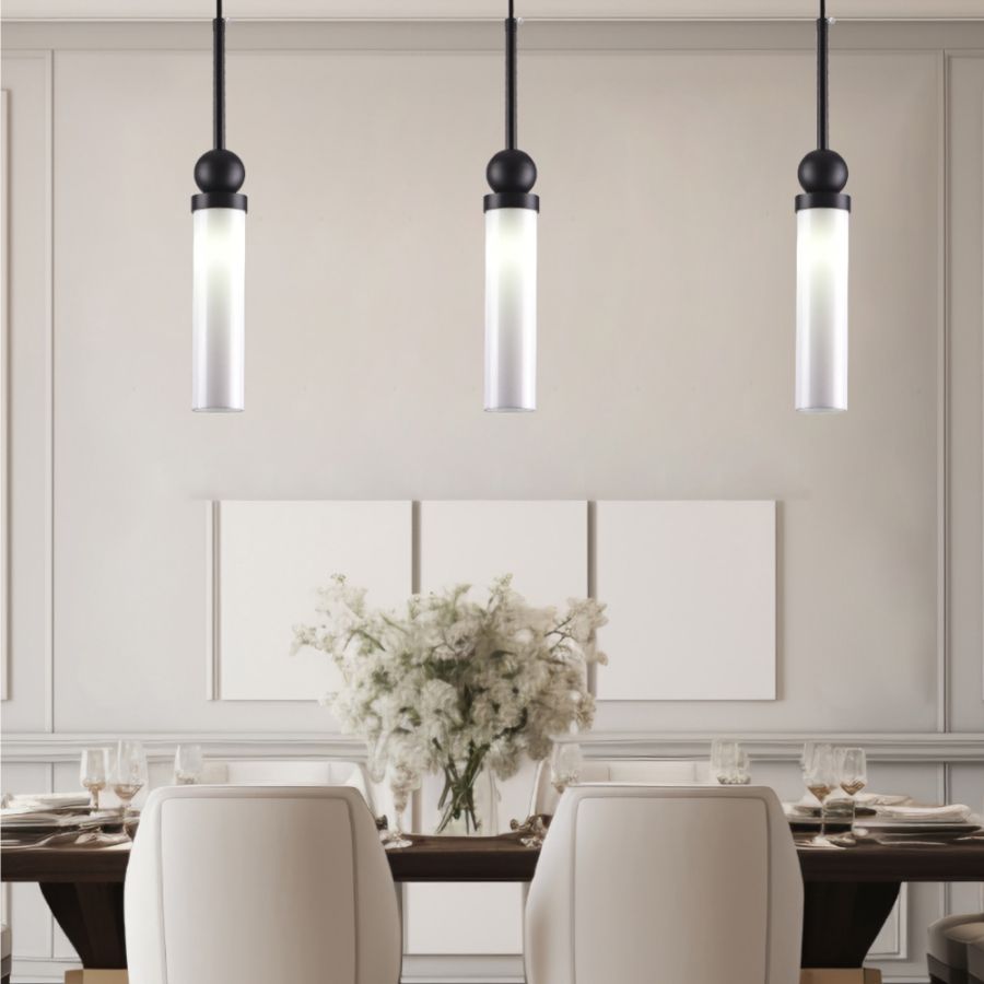 Κρεμαστό φωτιστικό LED 1xG9 από μαύρο μέταλλο και γυαλί D:49x200cm 4074-Black