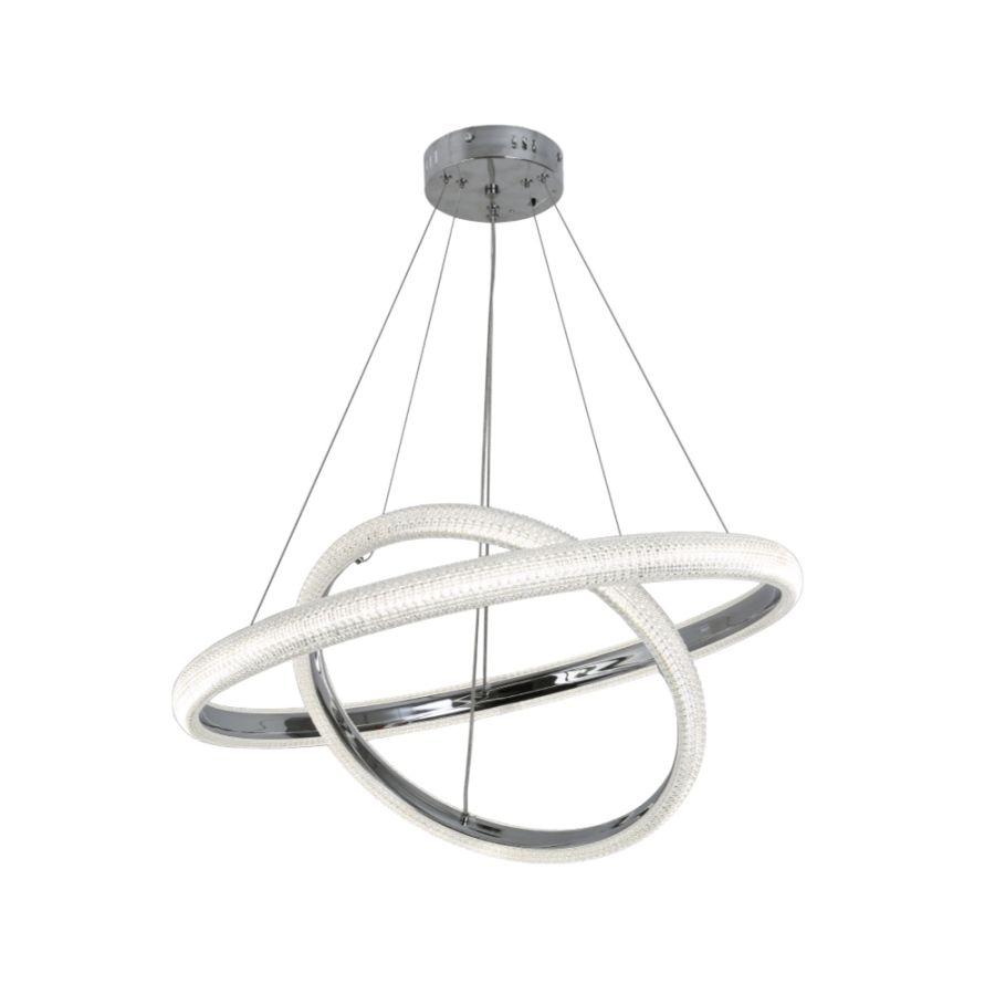 Κρεμαστό φωτιστικό LED 60W 3CCT by switch on base σε χρώμιο D:60cm 6102-Chrome