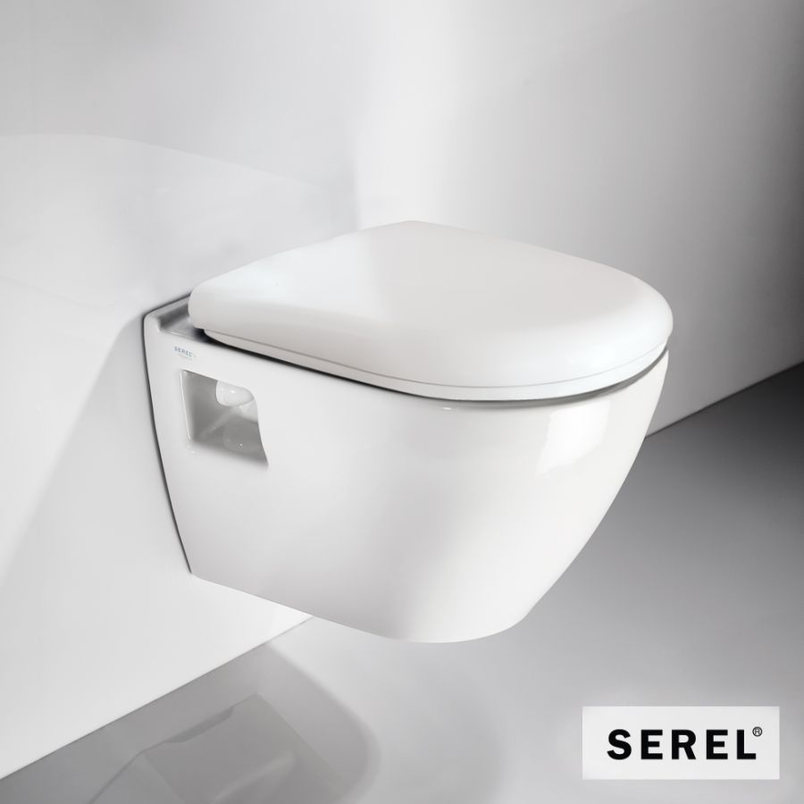 Λεκάνη Κρεμαστή SMART12/48,5 με Απλό κάλυμμα 6001, Serel White SM1200-300