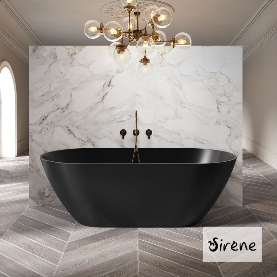 Μπανιέρα Solid Surface Ελεύθερης Τοποθέτησης CUSCO Freestanding 165x85, Sirene Black Matt CUS16585-401