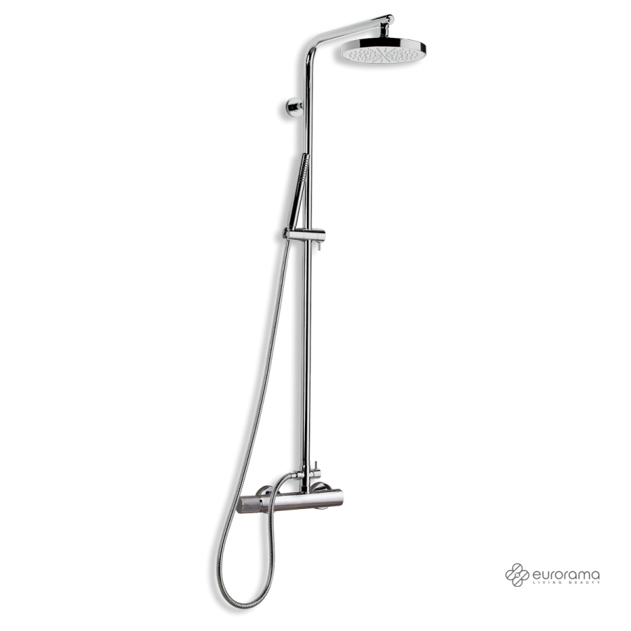 Μπαταρία Ντουζιέρας με Κεφαλή και Κολώνα μη ρυθμιζόμενου ύψους Eletta Tecno Chrome 167066-100