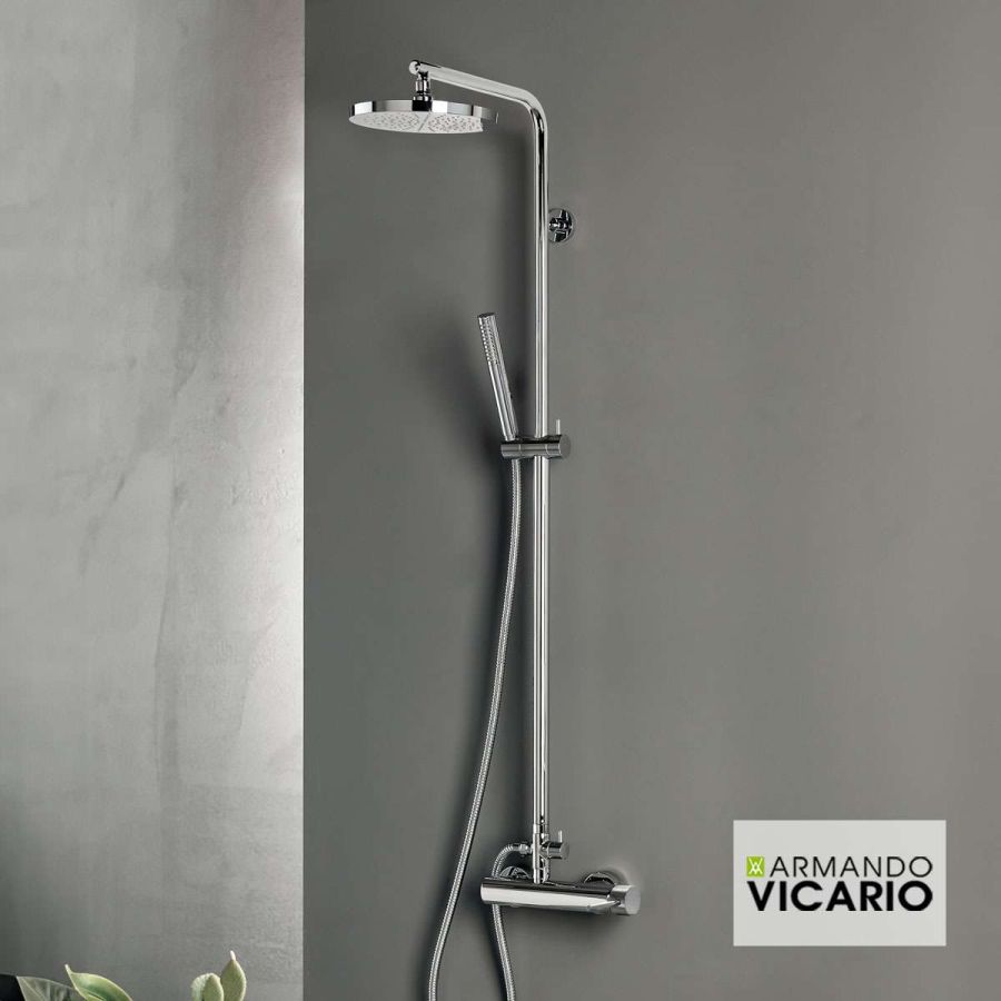 Μπαταρία Ντουζιέρας με Κεφαλή και Κολώνα μη ρυθμιζόμενου ύψους Industrial Vicario Chrome 512066-100