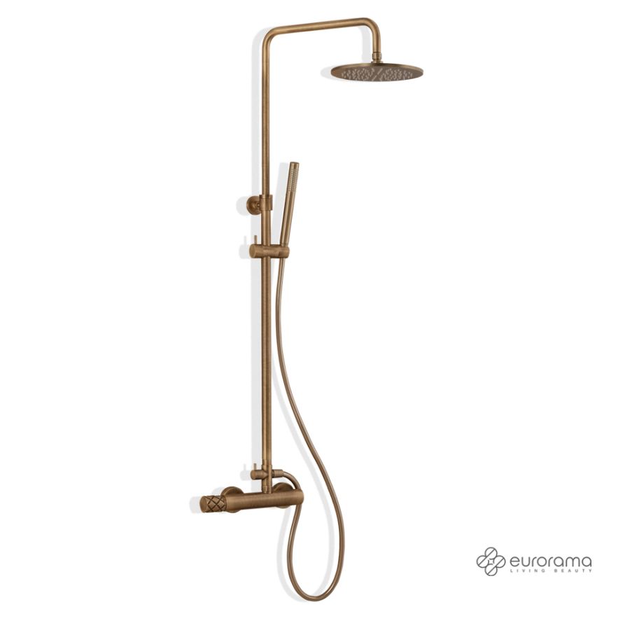 Μπαταρία Ντουζιέρας με Κεφαλή και Κολώνα ρυθμιζόμενου ύψους Eletta Chester Bronze Brushed 168065-221