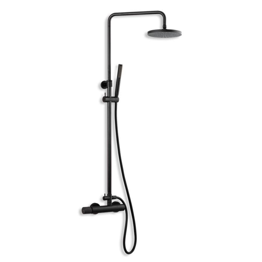 Μπαταρία Ντουζιέρας με Κεφαλή και Κολώνα ρυθμιζόμενου ύψους Eletta Tecno Black Matt 167065-400