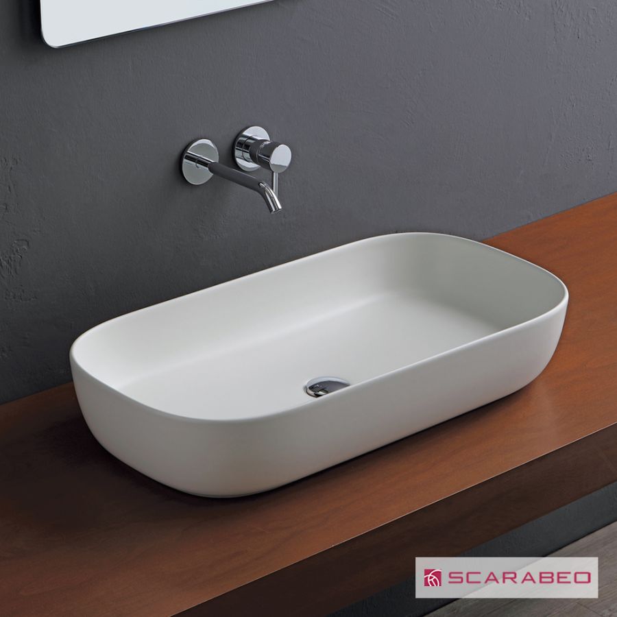 Νιπτήρας Πορσελάνης Glam 76x39 Scarabeo Pearl (White Matt) 1803-301