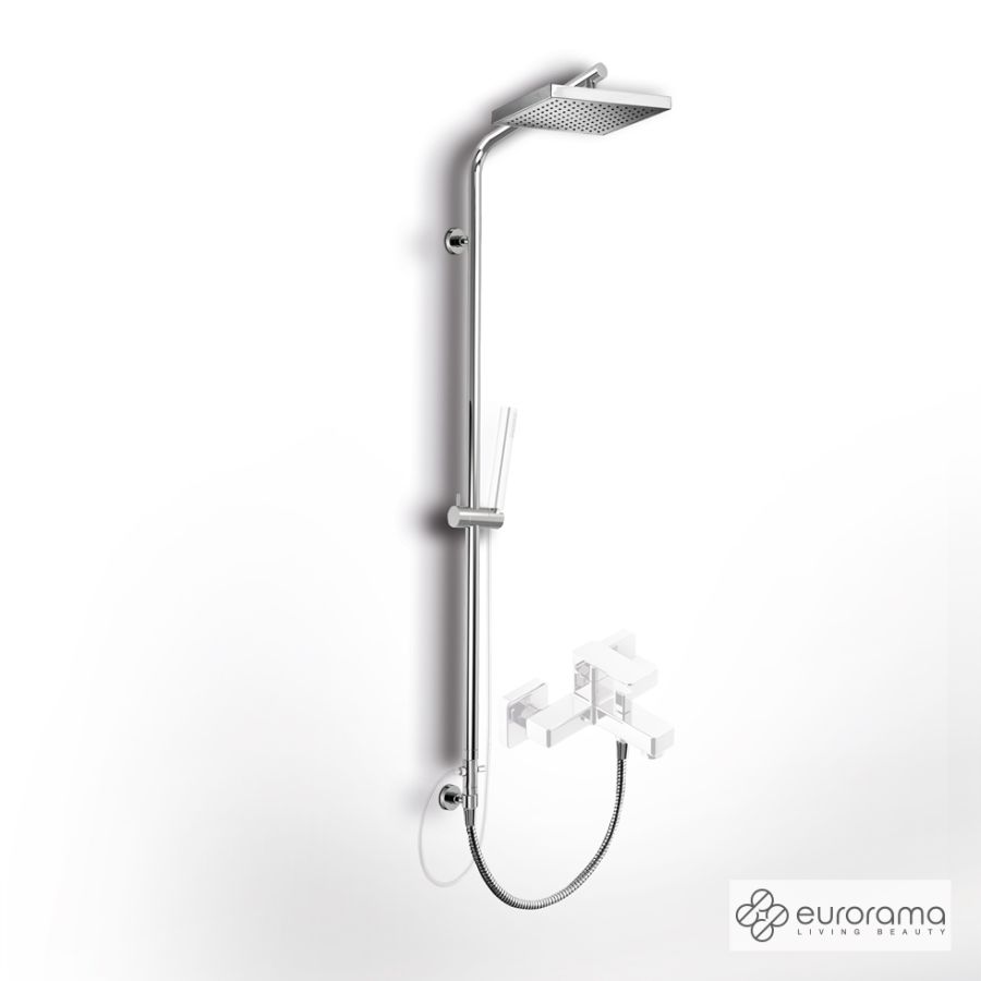 Σταθερή Κολώνα Ντους (Μη ρυθμιζόμενη στο ύψος) με κεφαλή 20X20 για σύνδεση μεΜπαταρία Λουτρού, Chrome 51404S-100