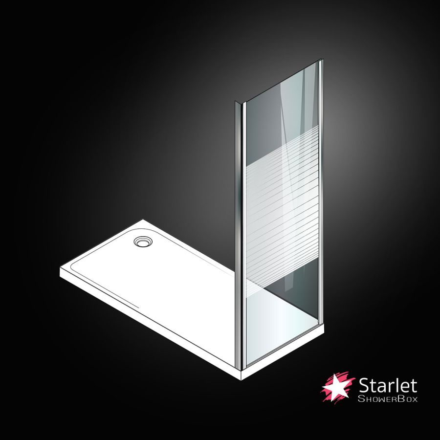 Σταθερό πλαϊνό κρύσταλλο πόρτας ντουζιέρας Starlet Side Panel 90 ρυθμιζόμενη διάσταση από 87 έως 89εκ., Stripes Chrome SPS90S-100