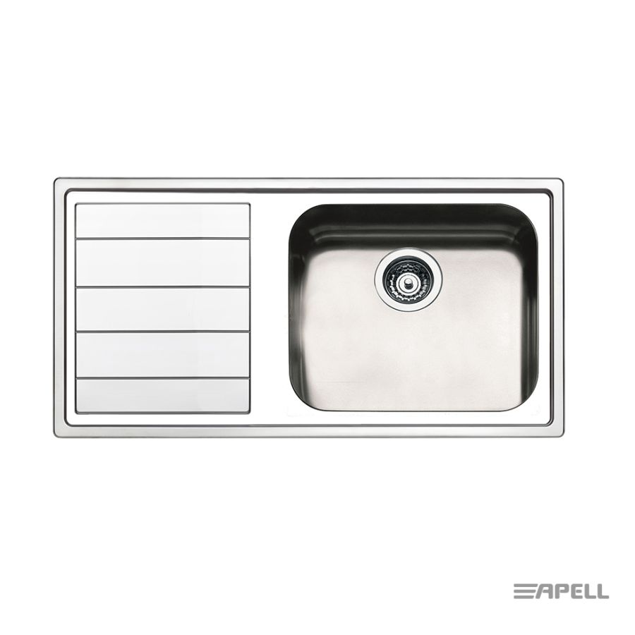 Νεροχύτης Κουζίνας Ανοξείδωτος Linear 100x50 Αpell Inox Λείο left  8515L-110