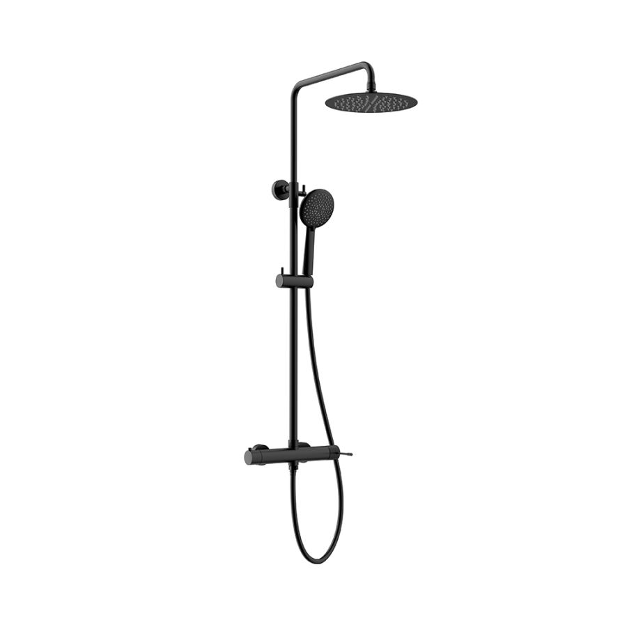 Orabella Terra Black matt - Στήλη ντουζ με στρόγγυλη κεφαλή Φ250 10249