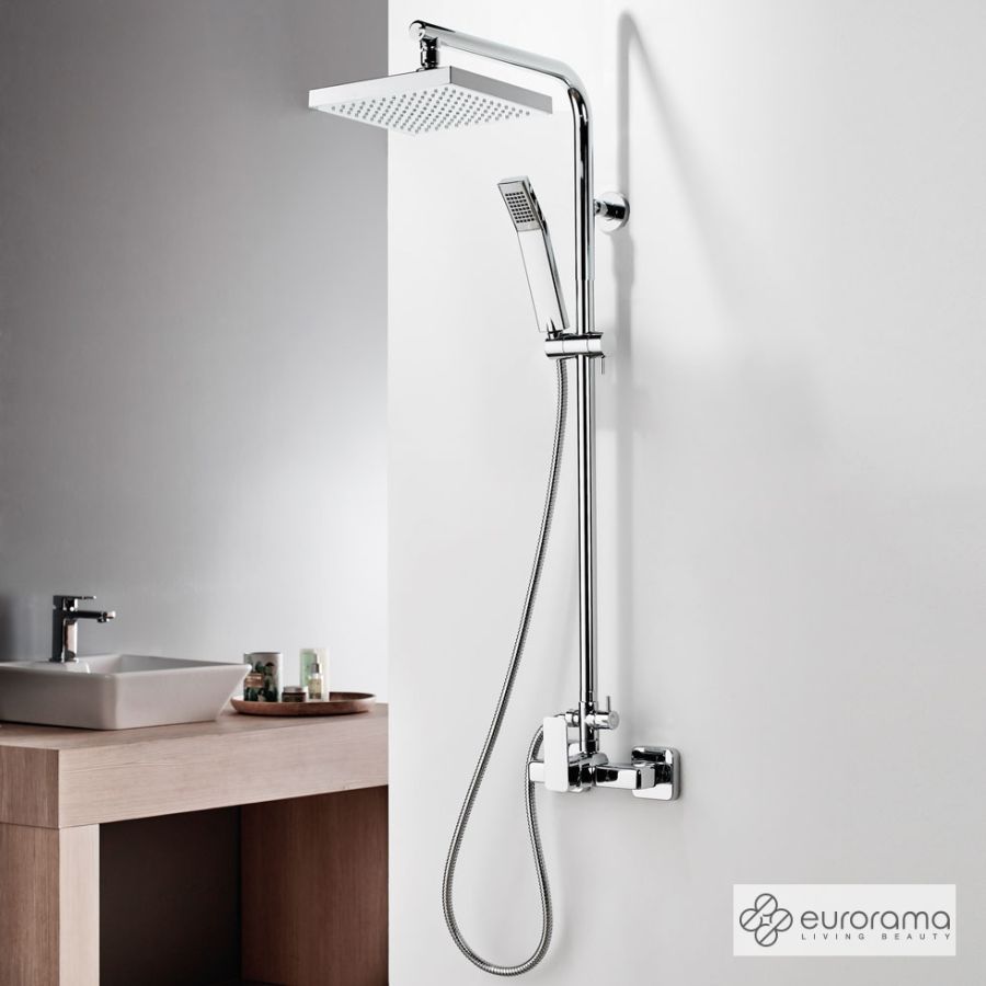 Μπαταρία Ντουζιέρας με Κεφαλή και Κολώνα μη ρυθμιζόμενου ύψους Quadra Chrome 144066-100