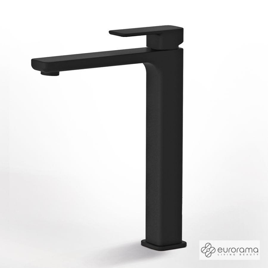 Μπαταρία Νιπτήρα Υψηλή με Βαλβίδα Clic-Clac Quadra Eurorama Black Matt 144309P-400