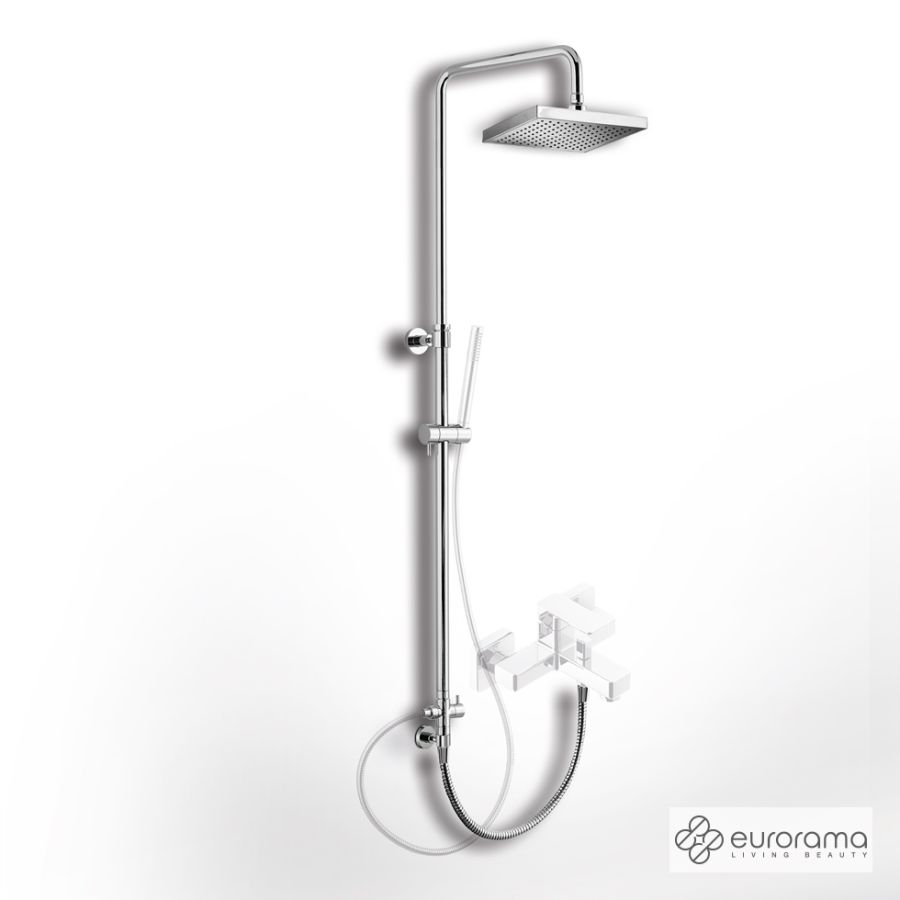 Ρυθμιζόμενη Κολώνα Ντους με κεφαλή 20x20 για σύνδεση μεΜπαταρία Λουτρού, Chrome 51400S-100