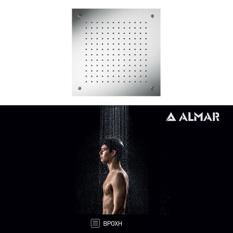 Κεφαλή Ντουζ Εντοιχισμού Οροφής Temptation 38x38, Almar Inox Chrome E044228-100
