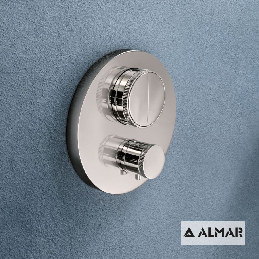 Εξωτερικό τμήμα Θερμοστατικού μίκτη εντοιχισμού 2 εξόδων "PUSH", ALMAR Inox E176632-110