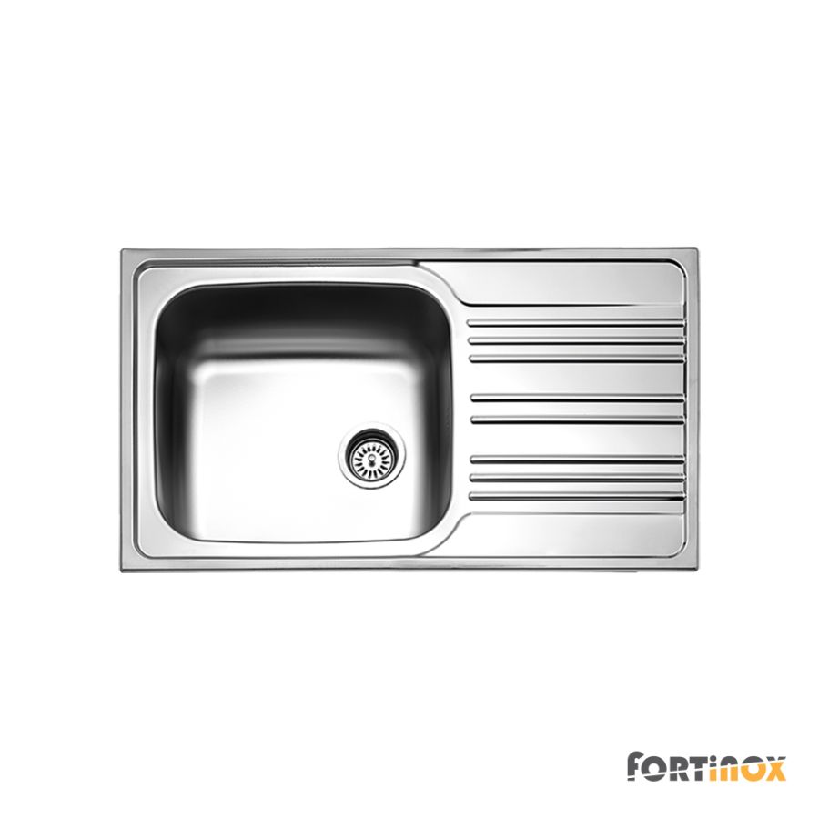 Νεροχύτης Κουζίνας Ανοξείδωτος Valley 86x50 Fortinox Inox Σαγρέ 25185-112