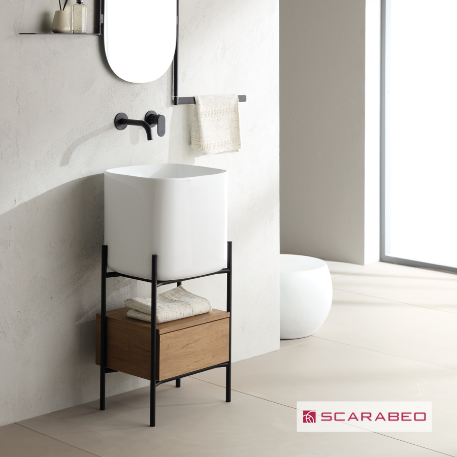 Έπιπλο μπάνιου Laila 2701-NROP με συρτάρι 2705-89 Scarabeo 270105-NROP89