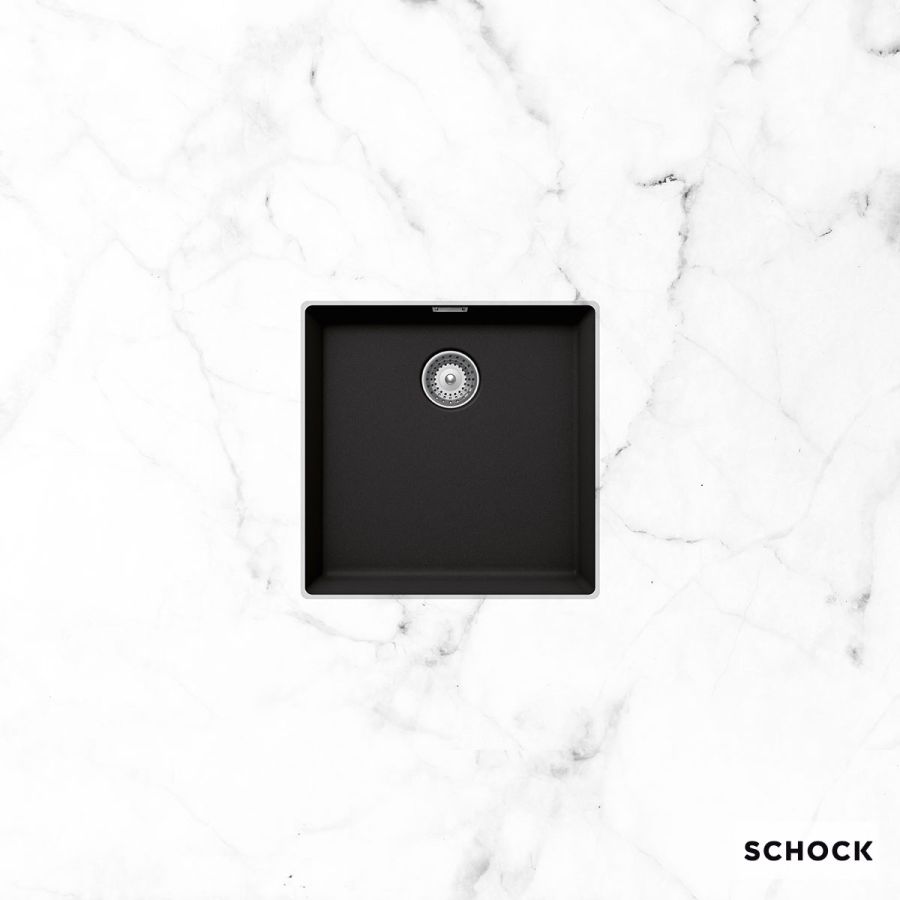 Νεροχύτης Κουζίνας Γρανίτη Manhattan Υποκαθήμενος 45,6x45,6 Schock Cristalite Nero Granite 30050U-1401