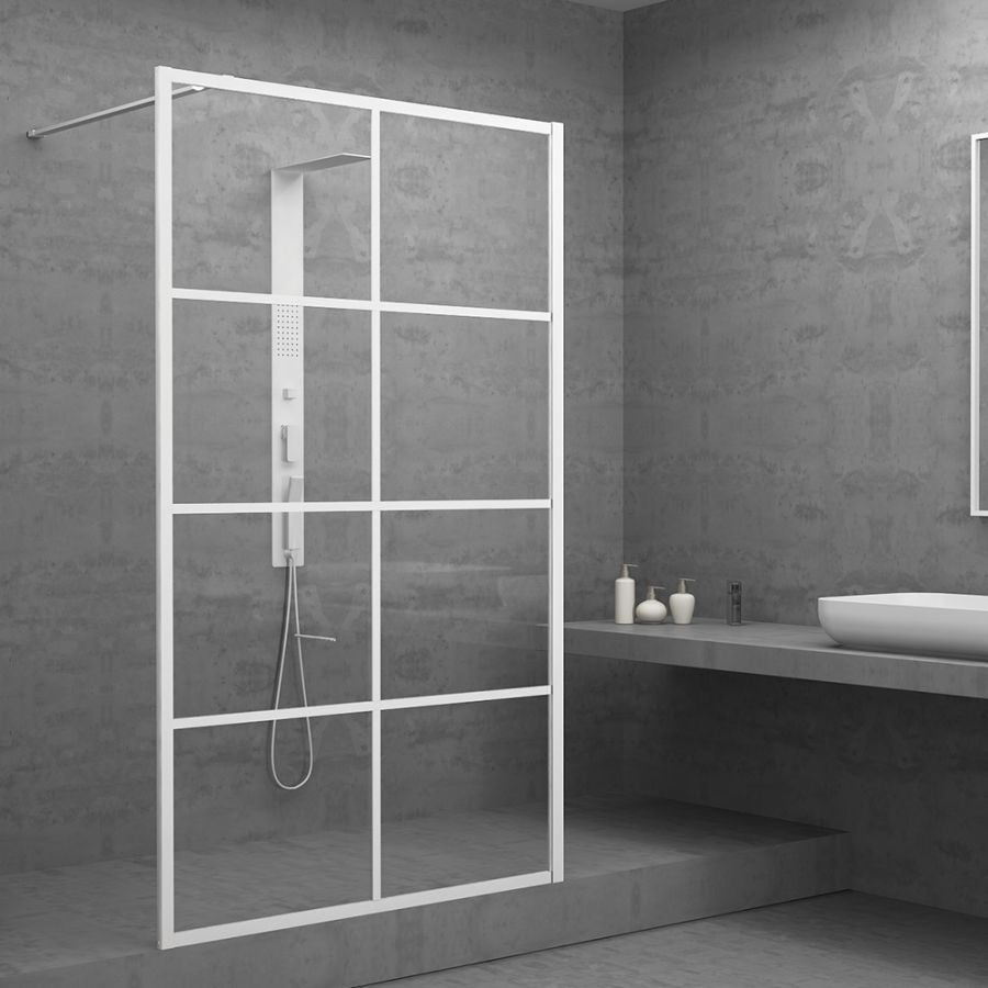 Orabella Windows White matt 90 cm - Καμπίνα ελεύθερης τοποθέτησης με βραχίονα στήριξης τοίχου 30463