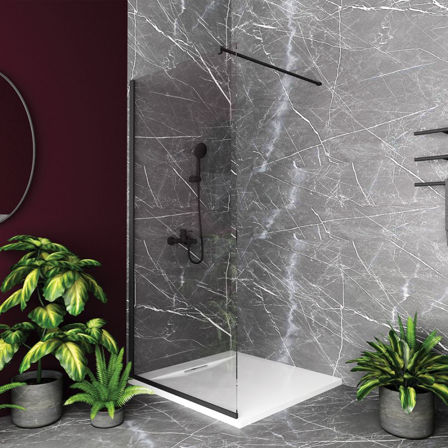 Orabella Serena Black matt H200 90 cm - Καμπίνα ελεύθερης τοποθέτησης με βραχίονα στήριξης τοίχου 30512