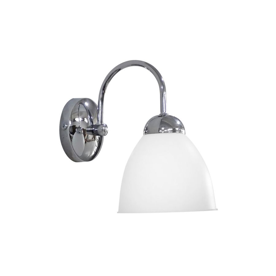 Φωτιστικό τοίχου 21x14xH23cm 1xE27 Βραχίονας Μέταλλο Νίκελ-Αμπαζούρ Λευκό AS-30ΑΡ OVO NIKEL-WH Heronia 31-1195