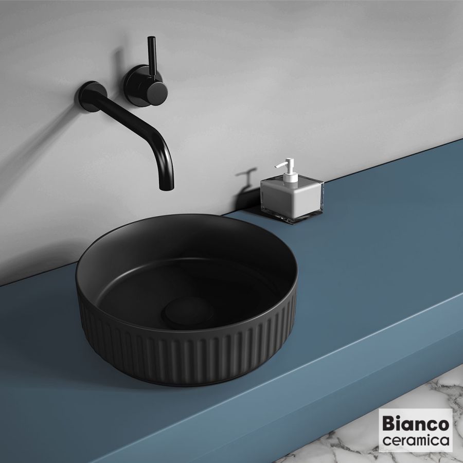 Νιπτήρας Πορσελάνης ETNA-S Φ36 Bianco Ceramica Black Matt 33136-401