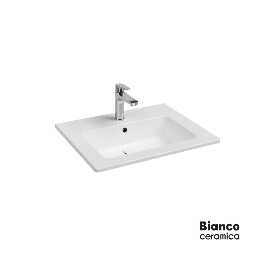 Νιπτήρας Πορσελάνης Flat 62,5x46,5 (1 οπή) Bianco Ceramica White 36060-300